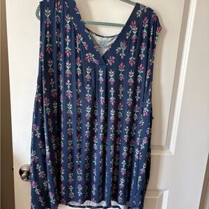 croft & barrow Navy V-Neck Floral Tunic